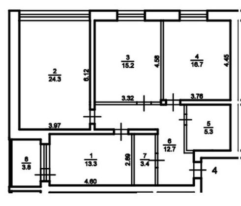 Продажа 3-комнатной квартиры 94,7 м², 1/4 этаж