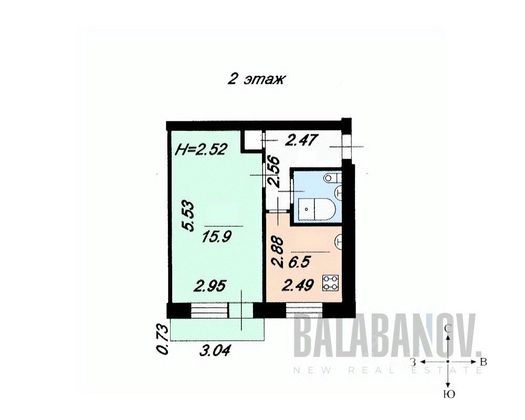 Продажа 1-комнатной квартиры 30,9 м², 2/5 этаж