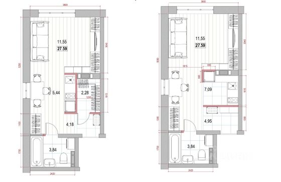 Продажа квартиры-студии 28,3 м², 2/8 этаж