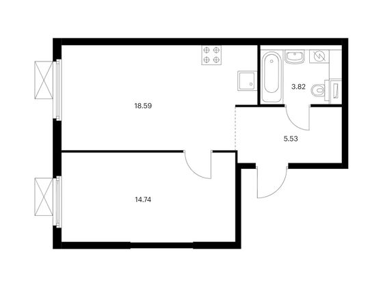 Продажа 1-комнатной квартиры 42,7 м², 20/33 этаж
