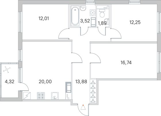 Продажа 3-комнатной квартиры 82,4 м², 4/5 этаж