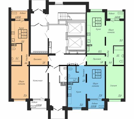 Продажа 2-комнатной квартиры 71,6 м², 1/17 этаж