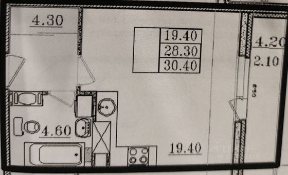 Продажа квартиры-студии 30,4 м², 5/14 этаж