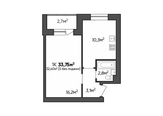 Продажа 1-комнатной квартиры 33,8 м², 1/3 этаж