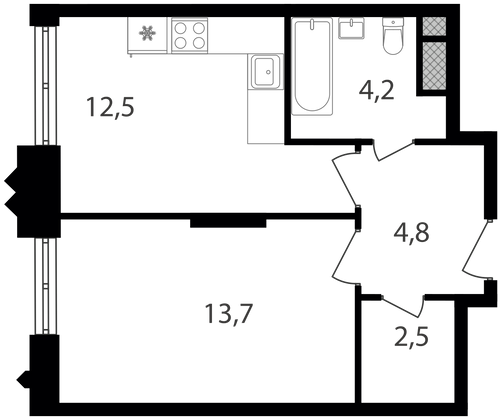 Продажа 1-комнатной квартиры 37,7 м², 30/30 этаж