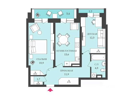 Продажа 2-комнатной квартиры 73 м², 9/16 этаж