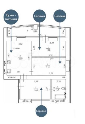 Продажа 2-комнатной квартиры 78,4 м², 17/17 этаж