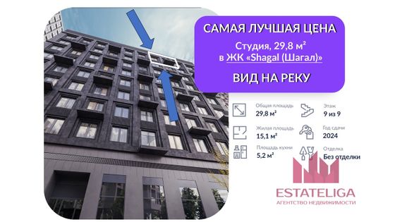 Продажа квартиры-студии 29,8 м², 9/9 этаж