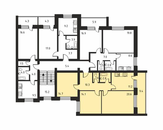 148,4 м², 6-комн. квартира, 5/6 этаж