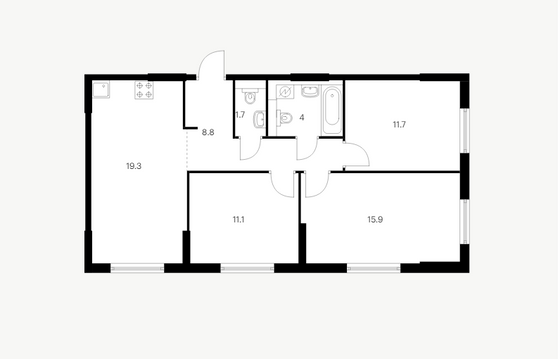 Продажа 3-комнатной квартиры 72,5 м², 1/17 этаж