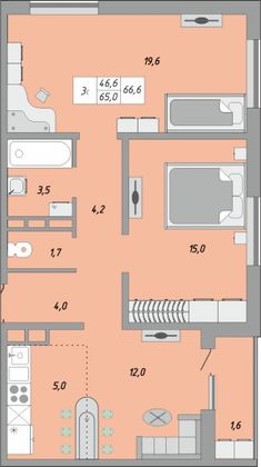 Продажа 3-комнатной квартиры 70 м², 11/17 этаж