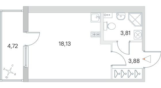 Продажа квартиры-студии 27,2 м², 1/4 этаж