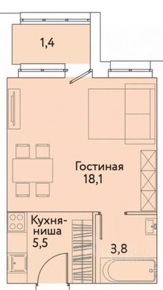 Продажа квартиры-студии 29 м², 10/43 этаж
