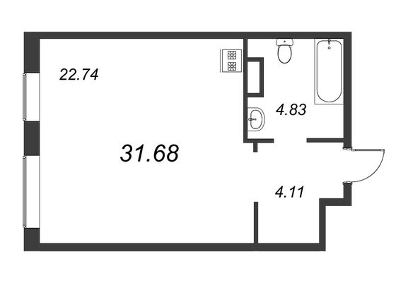 Продажа квартиры-студии 31,7 м², 5/8 этаж