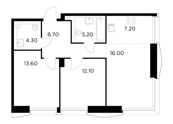 67,1 м², 3-комн. квартира, 9/32 этаж