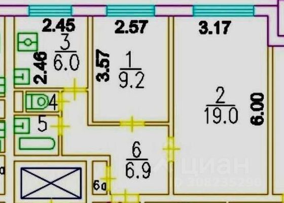 Продажа 2-комнатной квартиры 45 м², 5/9 этаж