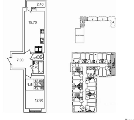 Продажа 1-комнатной квартиры 42,1 м², 20/24 этаж