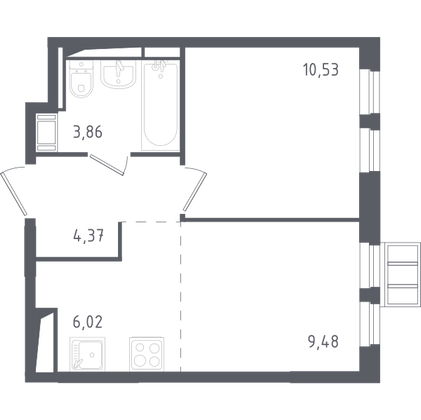 27,5 м², студия, 3/17 этаж