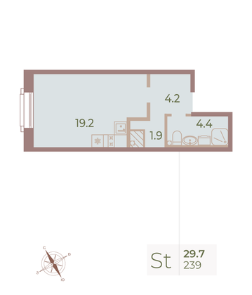 Продажа квартиры-студии 29,8 м², 5/9 этаж