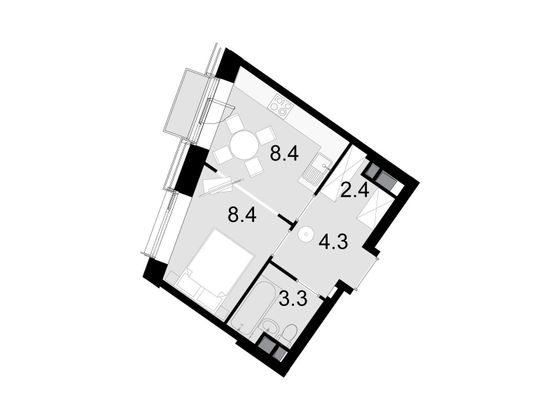Продажа 1-комнатной квартиры 30,3 м², 8/58 этаж