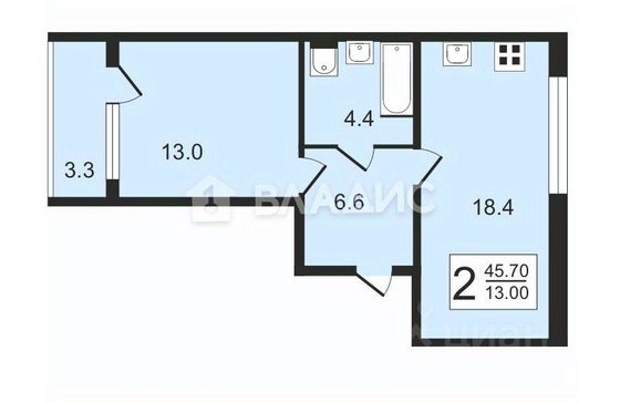 Продажа 1-комнатной квартиры 46 м², 6/10 этаж