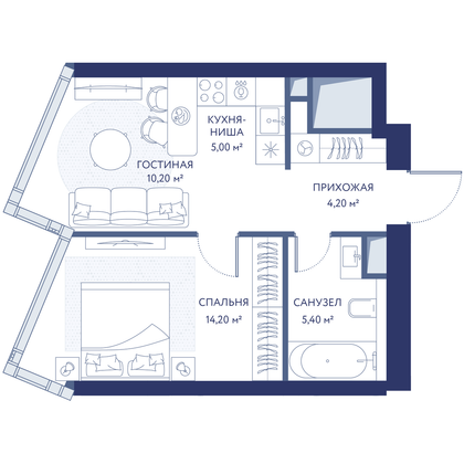 Продажа 2-комнатной квартиры 39 м², 15/49 этаж