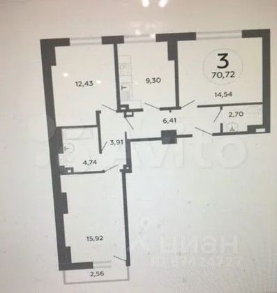 Продажа 3-комнатной квартиры 70 м², 20/26 этаж