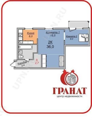 Продажа 2-комнатной квартиры 36 м², 4/9 этаж