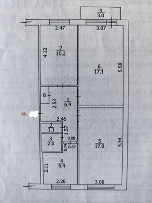 Продажа 3-комнатной квартиры 60,4 м², 4/5 этаж