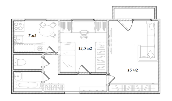 Продажа 2-комнатной квартиры 43,9 м², 5/5 этаж