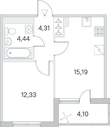 Продажа 1-комнатной квартиры 38,3 м², 3/5 этаж