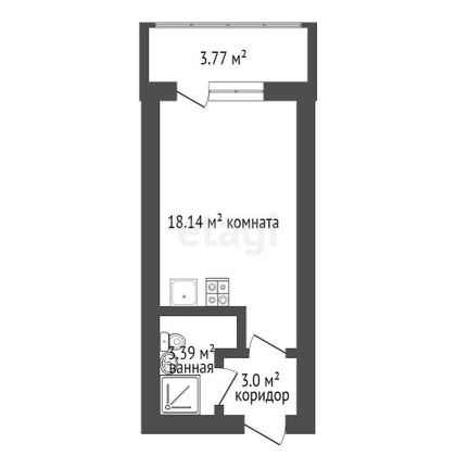 Продажа квартиры-студии 24,5 м², 2/8 этаж