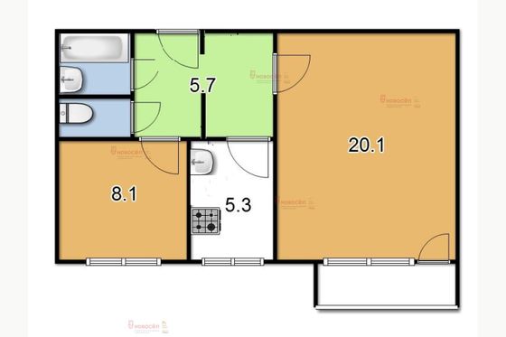 Продажа 2-комнатной квартиры 42 м², 5/9 этаж