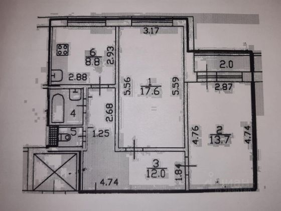 Продажа 2-комнатной квартиры 54,5 м², 5/11 этаж