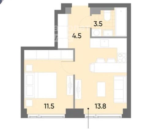 Продажа 1-комнатной квартиры 33,9 м², 22/52 этаж