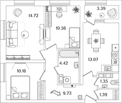 67,1 м², 3-комн. квартира, 20/23 этаж