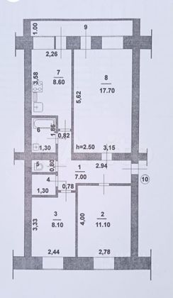 Продажа 3-комнатной квартиры 60 м², 2/2 этаж