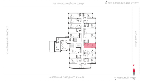 21,4 м², студия, 4/11 этаж