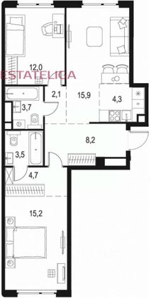 Продажа 2-комнатной квартиры 67 м², 25/54 этаж
