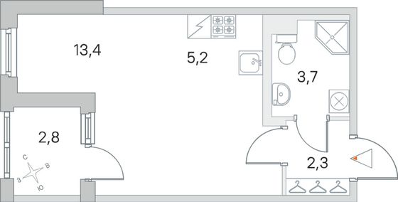 Продажа квартиры-студии 26 м², 1/5 этаж