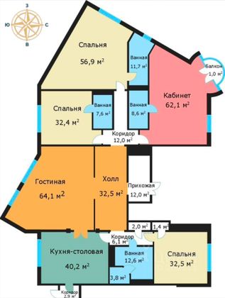 Продажа 4-комнатной квартиры 401,4 м², 3/18 этаж