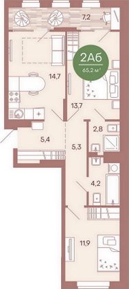 Продажа 2-комнатной квартиры 65,1 м², 3/17 этаж