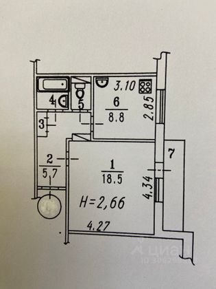 Продажа 1-комнатной квартиры 38 м², 2/12 этаж