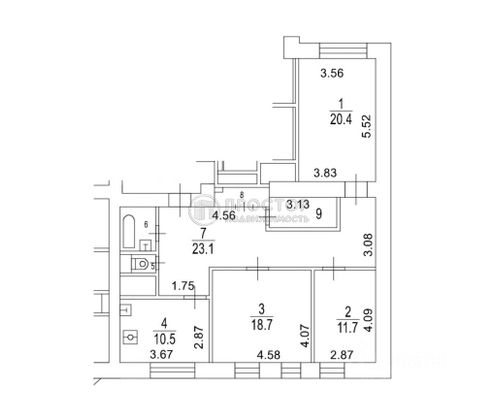 Продажа 3-комнатной квартиры 95,4 м², 5/5 этаж