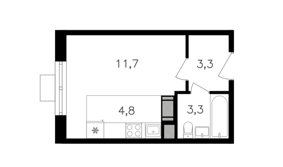 Продажа квартиры-студии 23,1 м², 26/27 этаж