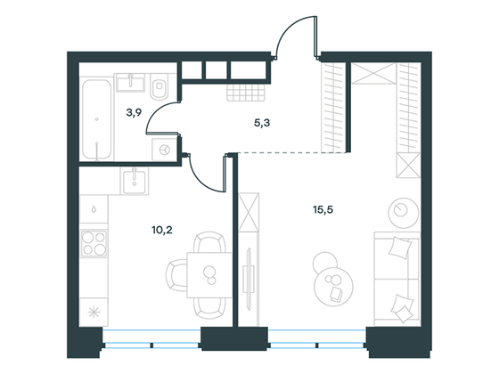 Продажа 1-комнатной квартиры 34,9 м², 5/32 этаж