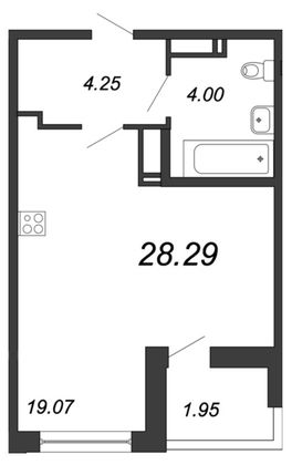 Продажа квартиры-студии 28,3 м², 16/18 этаж