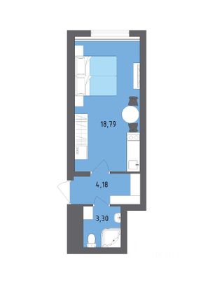 Продажа квартиры-студии 26,3 м², 4/13 этаж