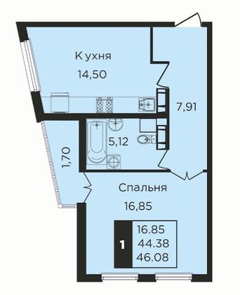 Продажа 1-комнатной квартиры 49 м², 16/27 этаж