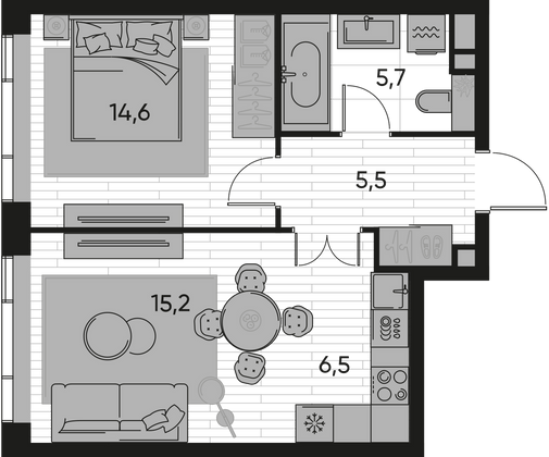 Продажа 2-комнатной квартиры 47,5 м², 10/11 этаж